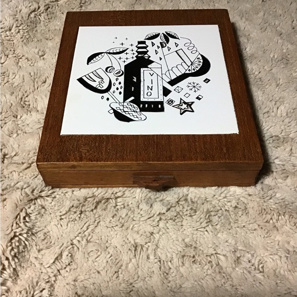 Mid Century Cheese Board with Tool Drawer - Picture 3 of 4